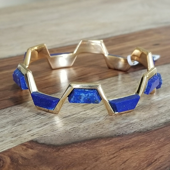 Isharya Abstract Mughal Blue Lapis & Gold Bracelet - Picture 3 of 10